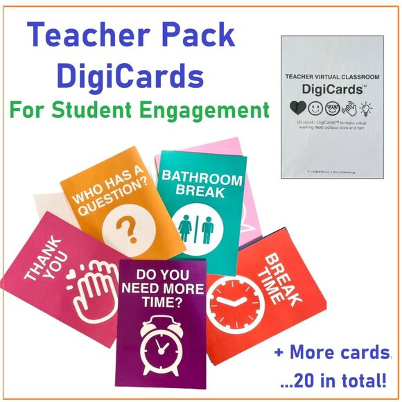 Teacher Virtual Classroom DigiCards for Online Classroom Engagement Interaction - Picture 1 of 5